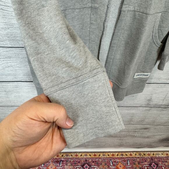Life is Good Women's Heather Gray Beyond Hip Hooded Lounge Cardigan Size Small - Picture 7 of 10